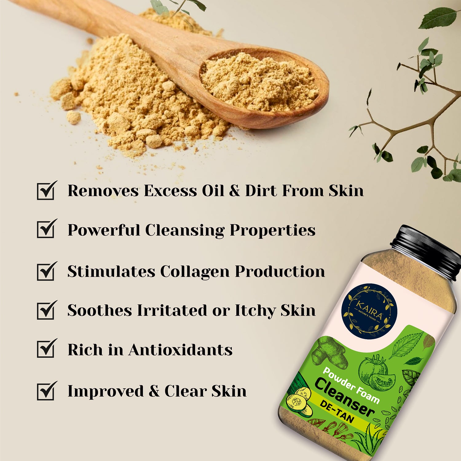Skin Exfoliation Combo (Powder foam Cleanser Detan + Triphala & Rose Body wash + Coffee & Cinnamon Face Pack)