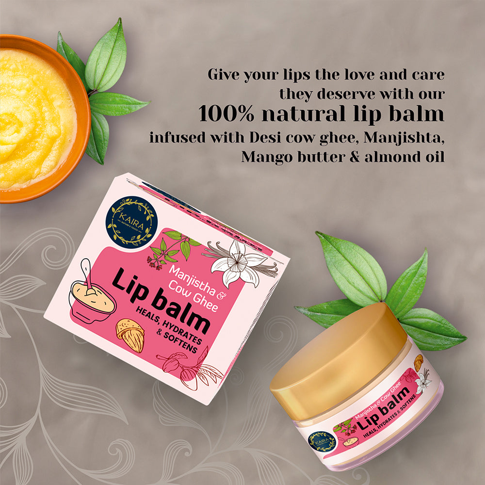 Skin & Lip Care Combo (Aloe Vera Soap + Rose & Pink Clay Soap + Manjishta & Cow Ghee Lip Balm)