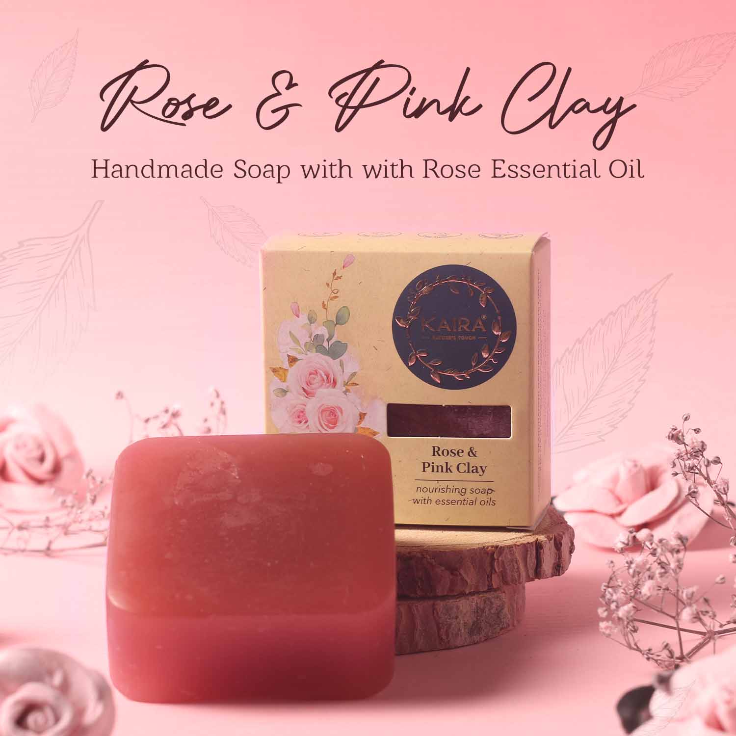Rose &amp; Pink Clay Soap Pack of 3