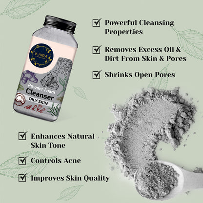 Oily Skin Cleansing Combo (Kalonji &amp; Activated Charcoal Soap + Powder Foam Cleanser Oily Skin)