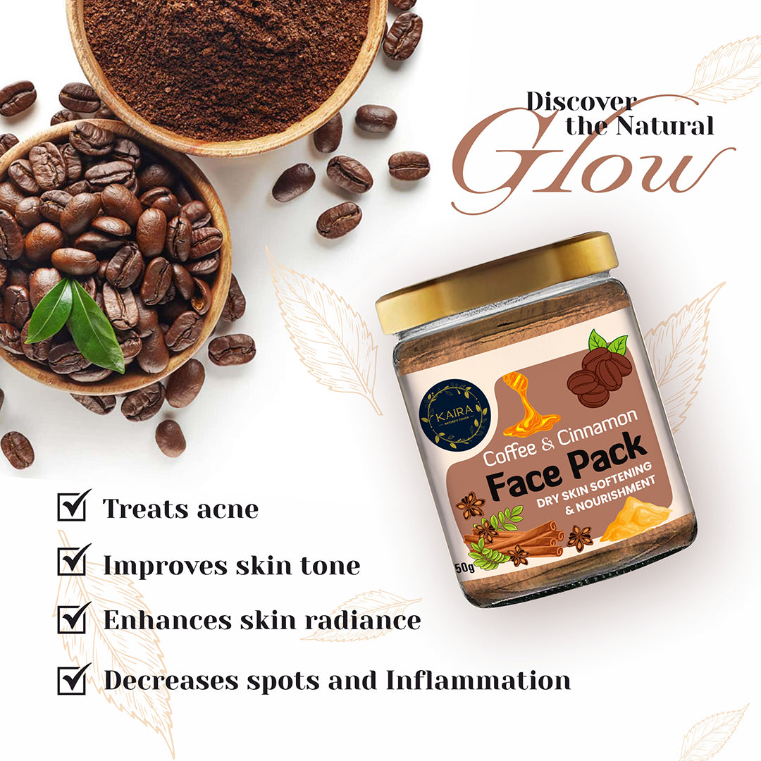 Skin Exfoliation Combo (Powder foam Cleanser Detan + Triphala &amp; Rose Body wash + Coffee &amp; Cinnamon Face Pack)