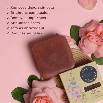 Rose skin Polish &amp; Relax Combo (Triphala &amp; Rose Powder foam Body wash + Rose &amp; Geranium Foot soak &amp; Bath Salt + Rose &amp; Pink Clay Soap + Manjishta &amp; Cow Ghee Lip Balm)