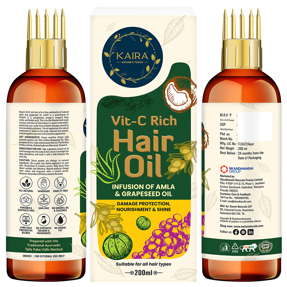 Vit-C Rich Hair Oil (Infusion of Amla &amp; Grapeseed)