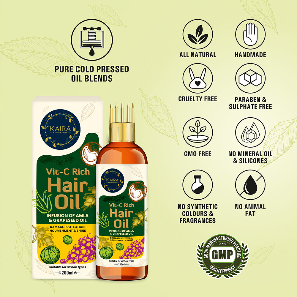 Vit-C Rich Hair Oil (Infusion of Amla &amp; Grapeseed)